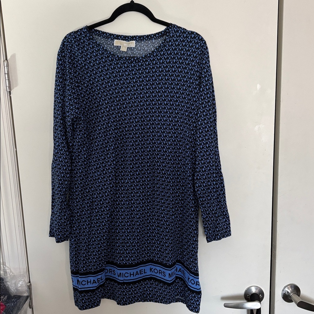 Michael Kors Navy and Black Long Sleeve Dress